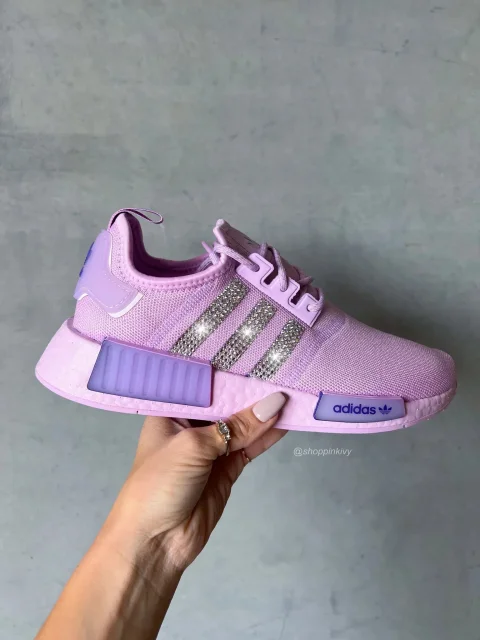 Women’s Purple Crystal-Embellished Knit Sneakers
