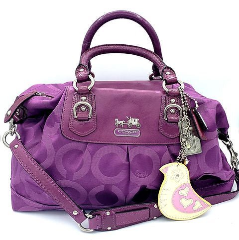 Purple Canvas and Patent Leather Shoulder Bag