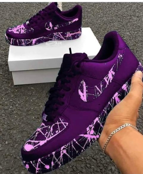 Purple Custom Low-Top Sneakers with Artistic Detailing