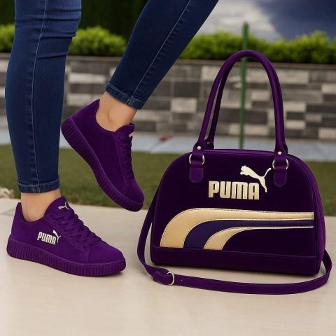 Purple Athletic Sneakers and Matching Handbag Set