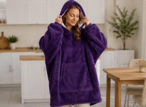 Heavyweight Purple Fleece Hoodie for Everyday Comfort
