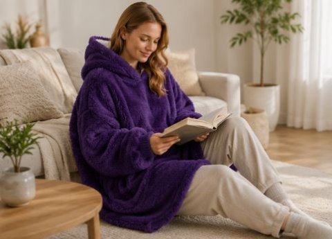 Heavyweight Purple Fleece Hoodie for Everyday Comfort
