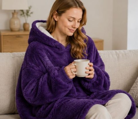 Heavyweight Purple Fleece Hoodie for Everyday Comfort