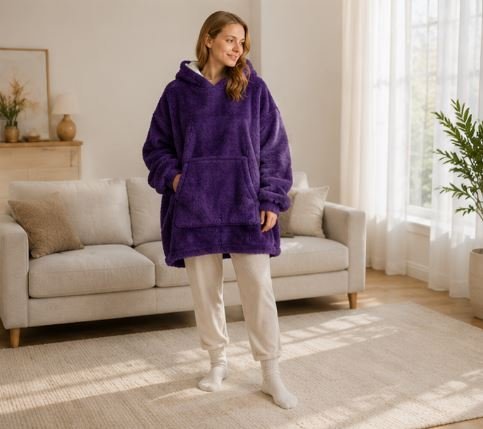 Heavyweight Purple Fleece Hoodie for Everyday Comfort